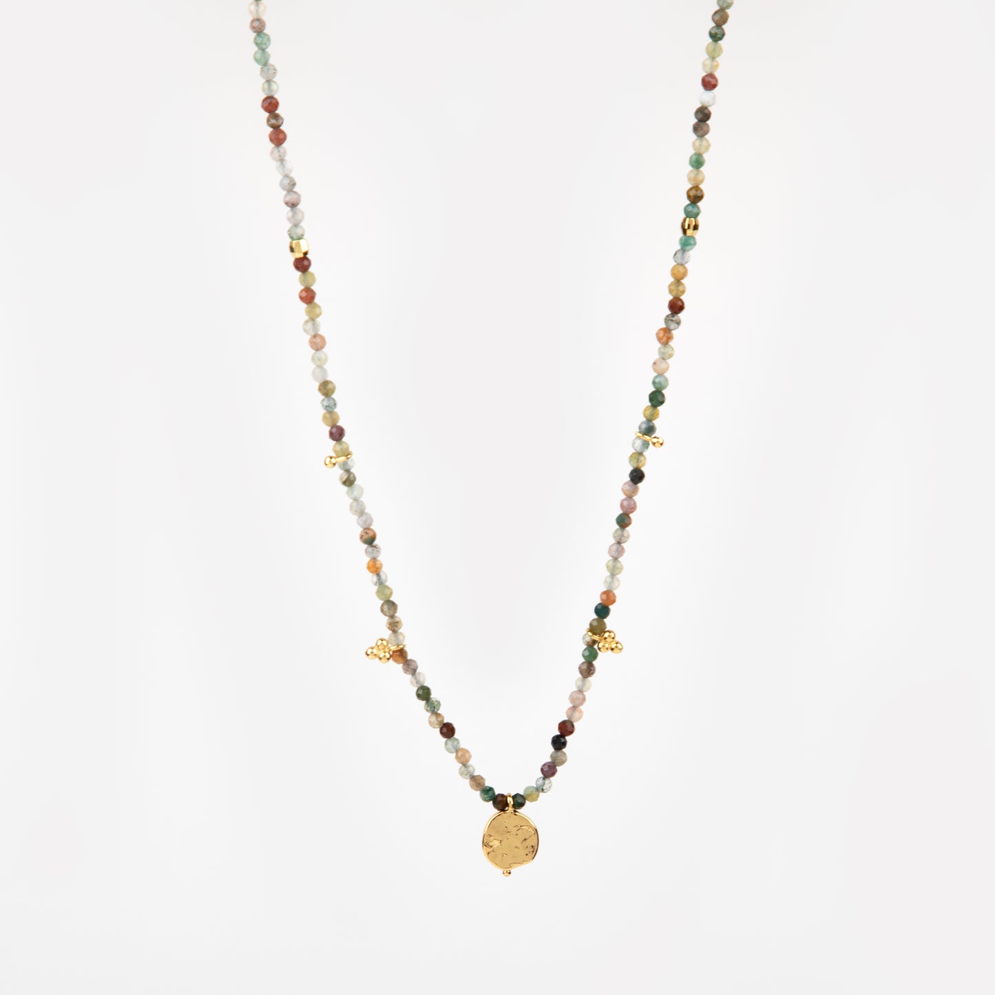 18K Gold-Plated Morning Glory Agate Charm Necklace