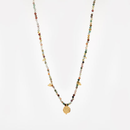 18K Gold-Plated Morning Glory Agate Charm Necklace