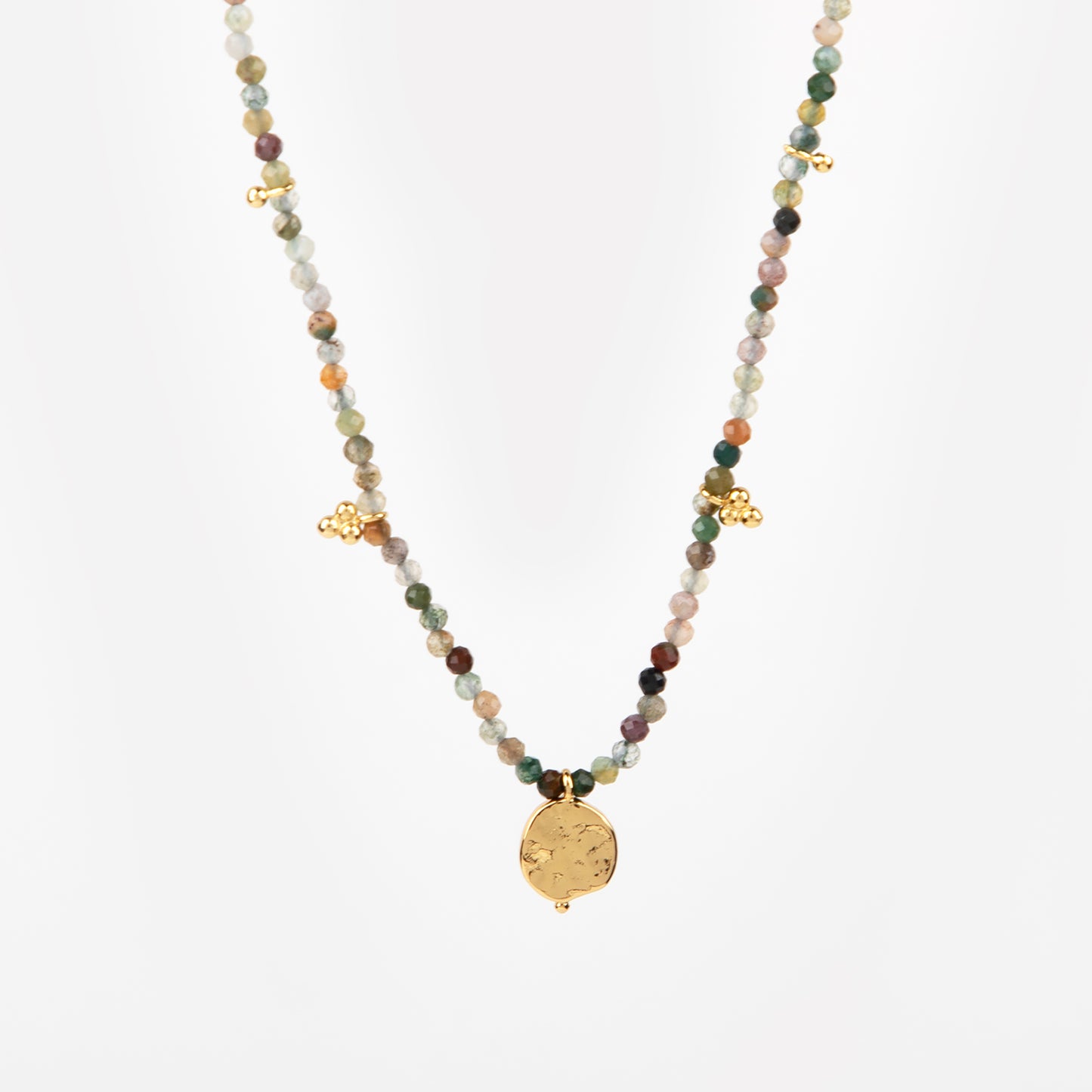 18K Gold-Plated Morning Glory Agate Charm Necklace