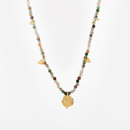 18K Gold-Plated Morning Glory Agate Charm Necklace