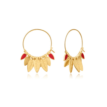 Gulmohar Petal Hoop Earrings