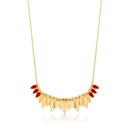 Gulmohar Red Enamel Necklace