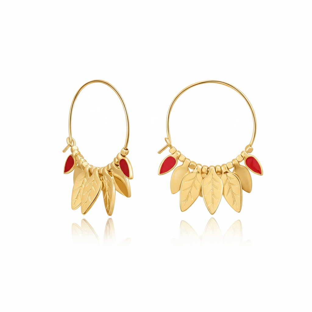 Gulmohar Petal Hoop Earrings