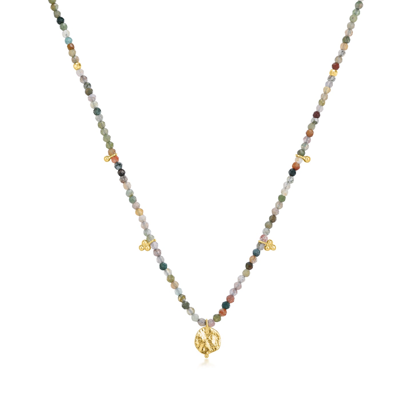 18K Gold-Plated Morning Glory Agate Charm Necklace