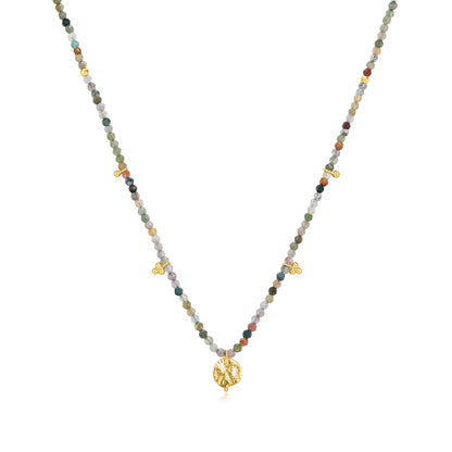 18K Gold-Plated Morning Glory Agate Charm Necklace