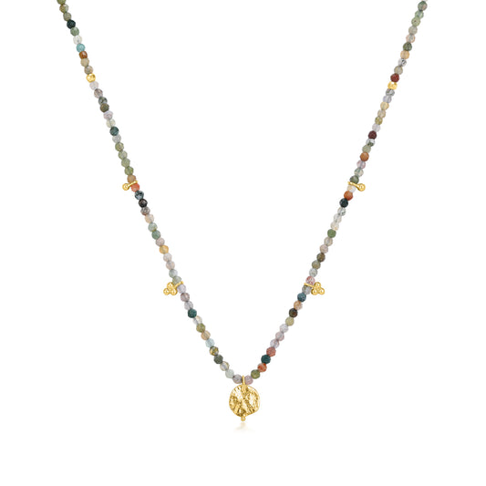 18K Gold-Plated Morning Glory Agate Charm Necklace
