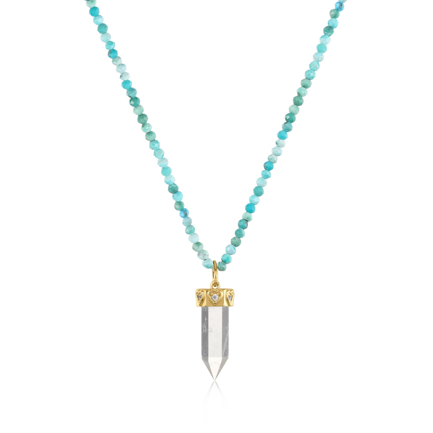 Morning Glory Labradorite & Clear Quartz Pendant Necklace – 18K Gold-Plated